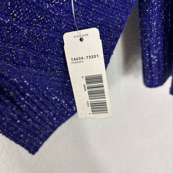 NWT Pendleton Purple with Silver Shimmer Speckled Cable Knit Winter Wrap Scarf - Picture 4 of 6